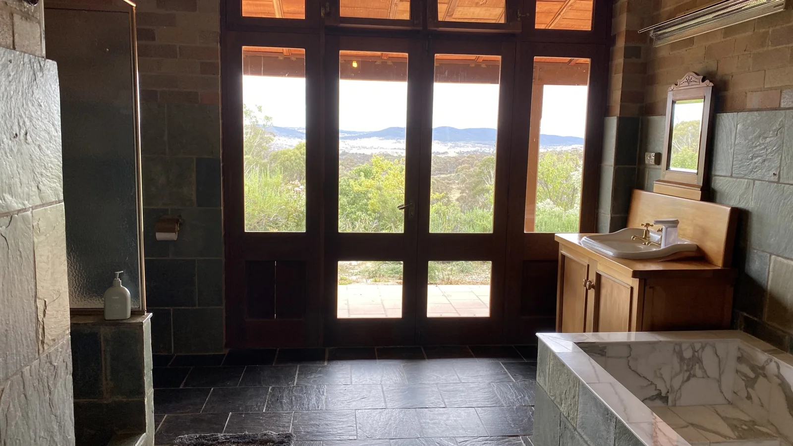 Bathroom and valley outlook